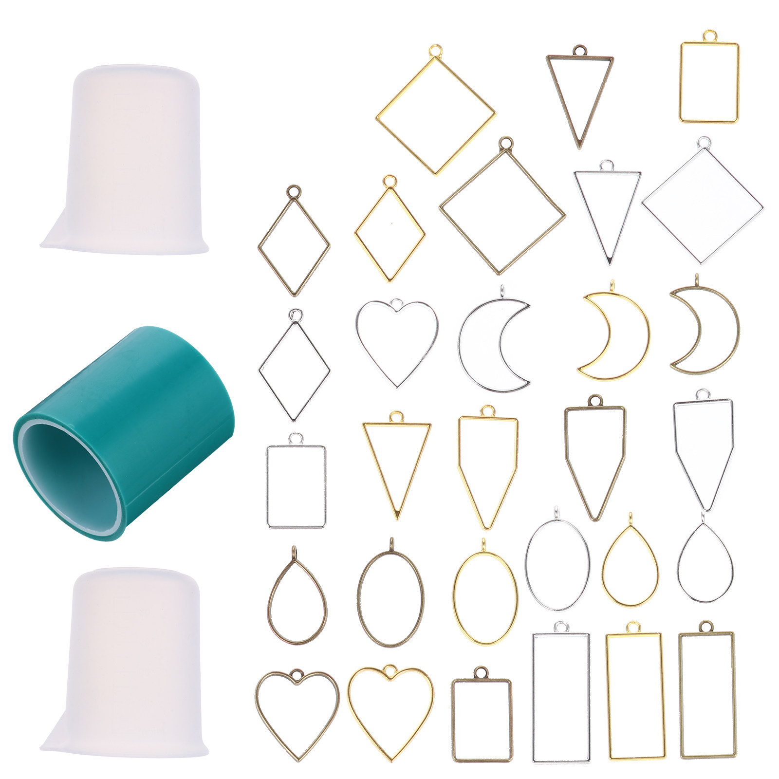 Resin Crafts Diy - 33-teiliges Metall-Charms-Set mit Fassungsanhängern, DIY-Bastelset für