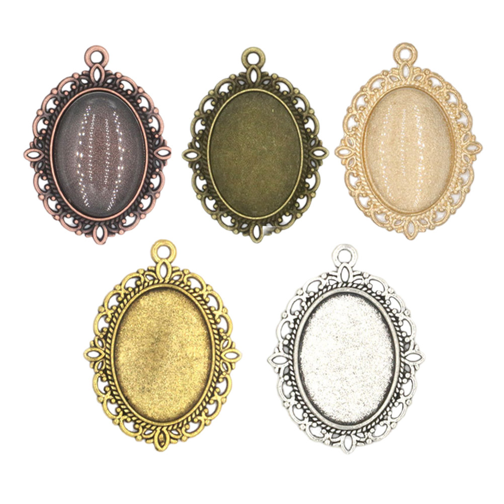Resin Crafts Diy - 50 Stück Edelstein-Anhänger, Vintage-Oval-Anhänger aus Legierung,