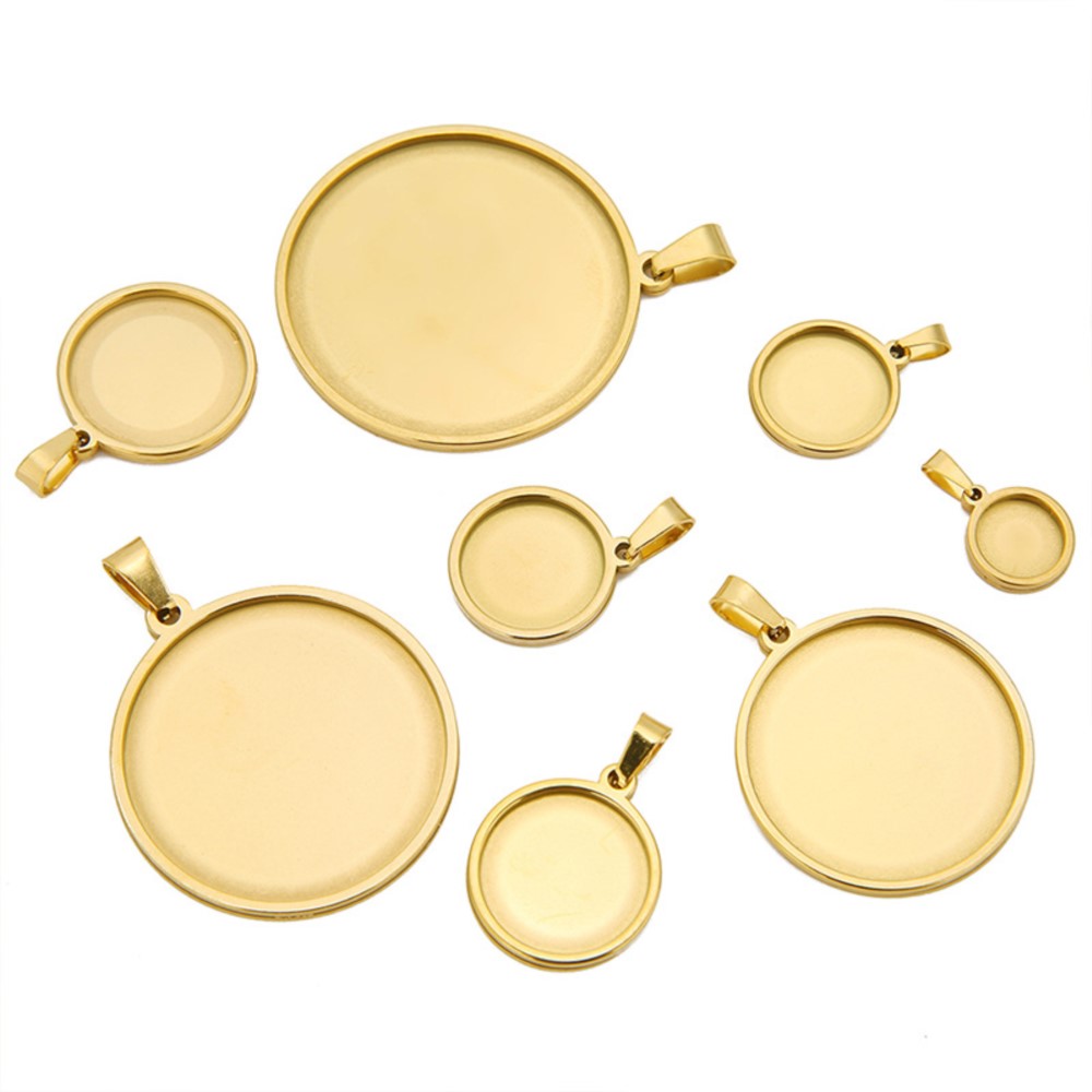 5 teile/los Edelstahl runde Ca – Bezels Set Pendant Bewertung und Preis